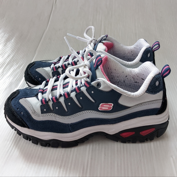 SKECHERS D'lites Women's Navy White Chunky Sneakers Walking Shoes size 9.5 - Picture 8 of 11